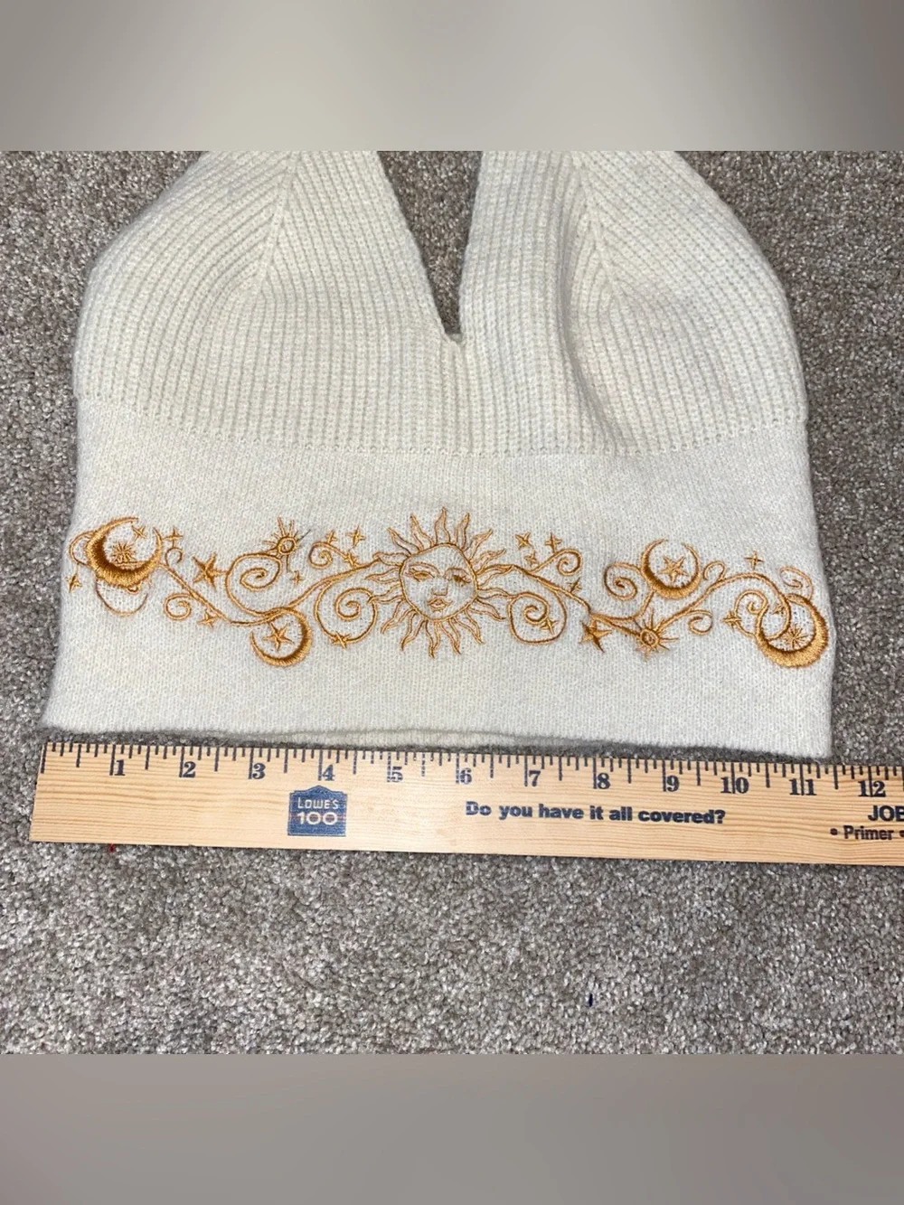 ROMWE Knit Embroidered Backless Halter Top Size S Cream Sun Moon Celestial‎